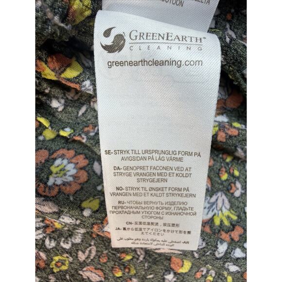 BODEN Dress Sz 14 Olive Floral Print Stretch 3/4 Sleeves Knee Tiered Cottagecore - Picture 10 of 12